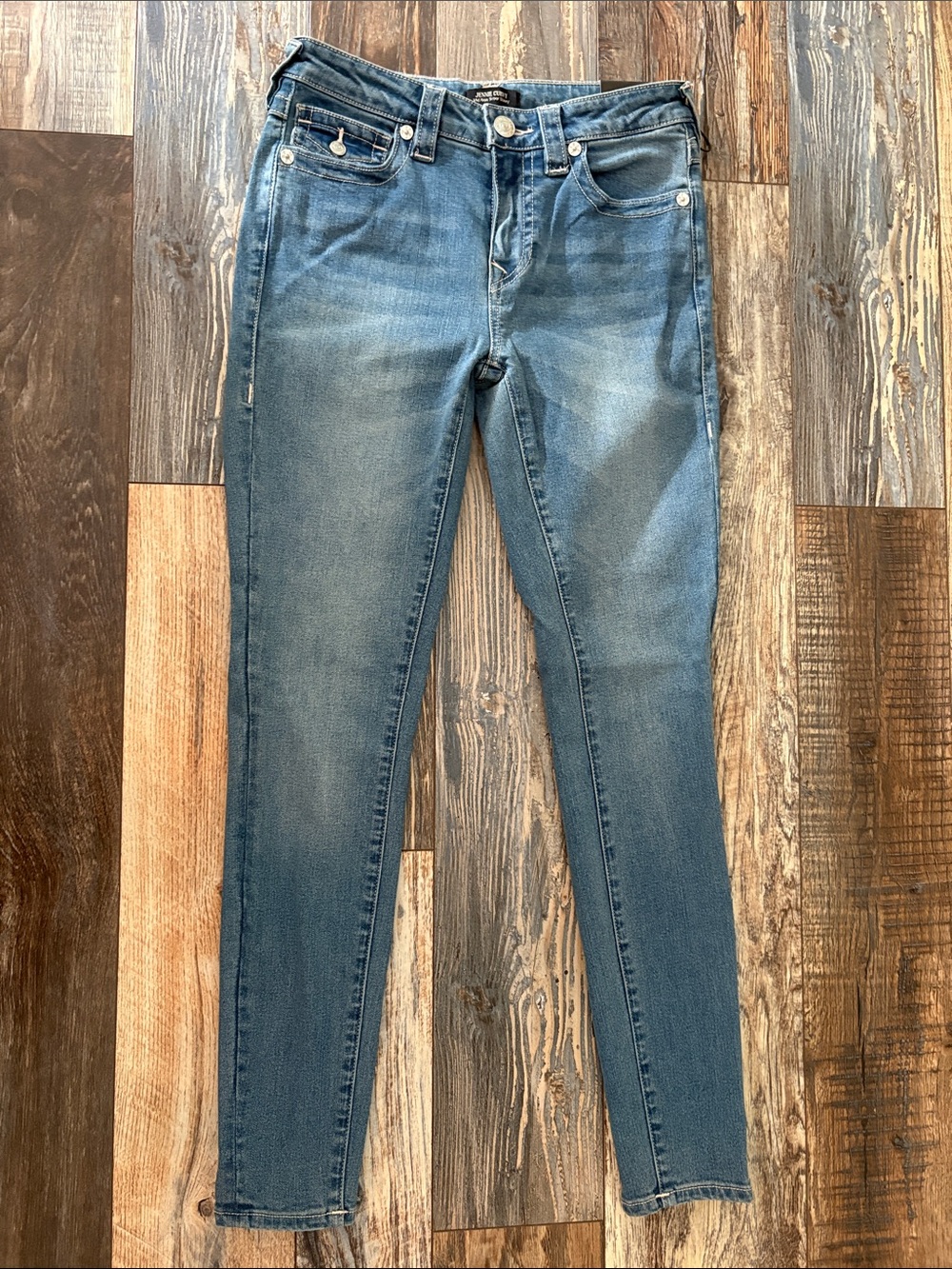 True Religion Skinny Jeans in Medium Blue Fade